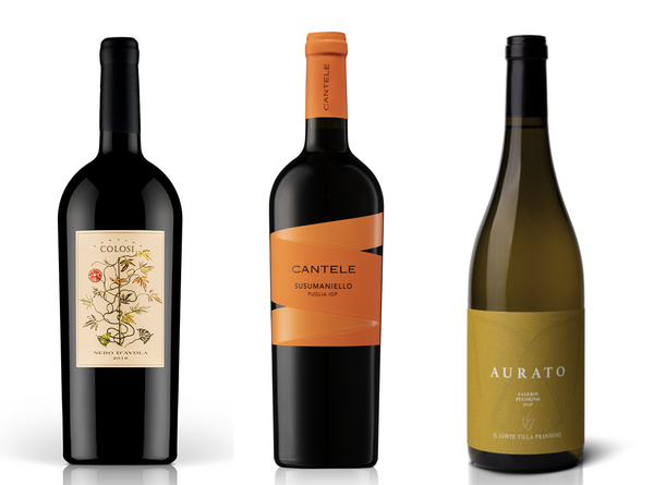 Blandlåda rött och vitt vin kvalitetsvin från Sicilien Puglia och Marche Italien