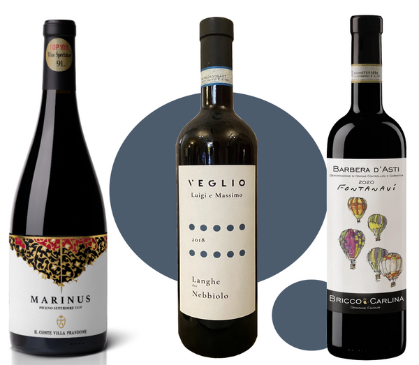 Röd blandlåda med kvalitetsviner från Marche och Piemonte